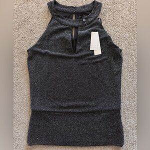 White House Black Market Sparkling Black Sleeveless Blouse